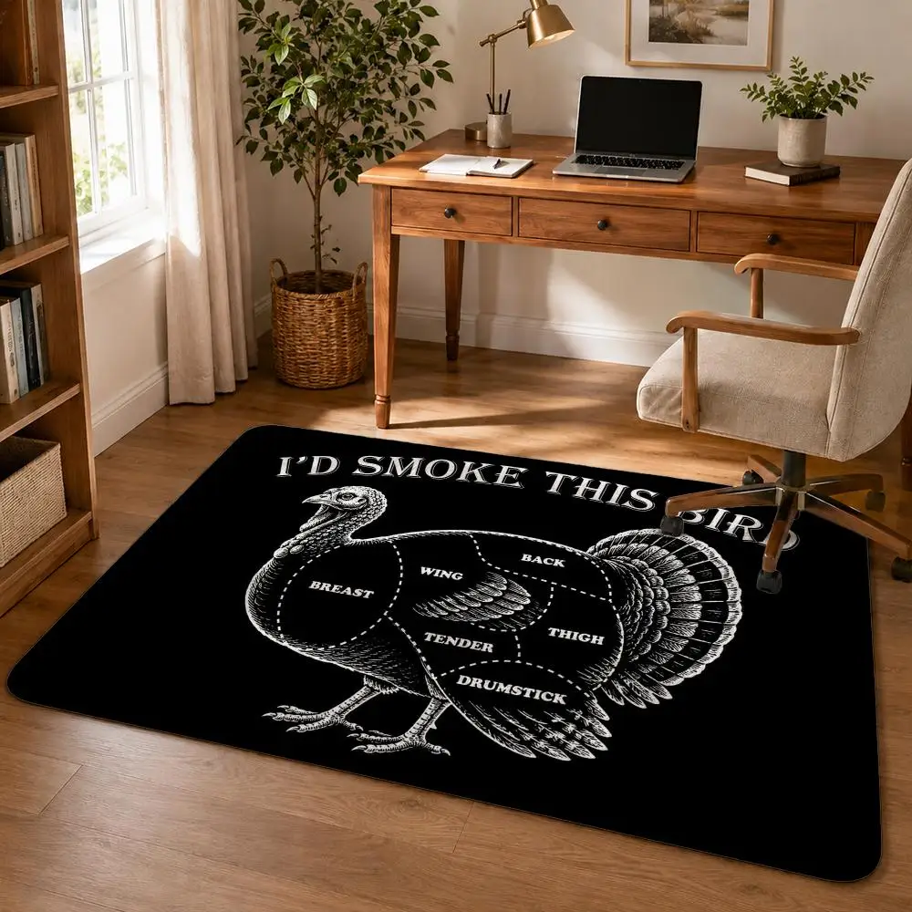 Backyard Animal BBQ Floor Mat Soft Flannel Rug Non Slip Washable Quick Dry Door Mat for Bathroom Kitchen Bedroom Home
