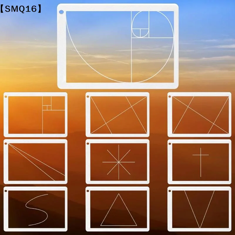 1/3Pcs Viewfinders Fibonacci Composition View Finder Golden Ratio Photo Viewing Positioning Ruler Viewer Positioning Ruler【SMQ】
