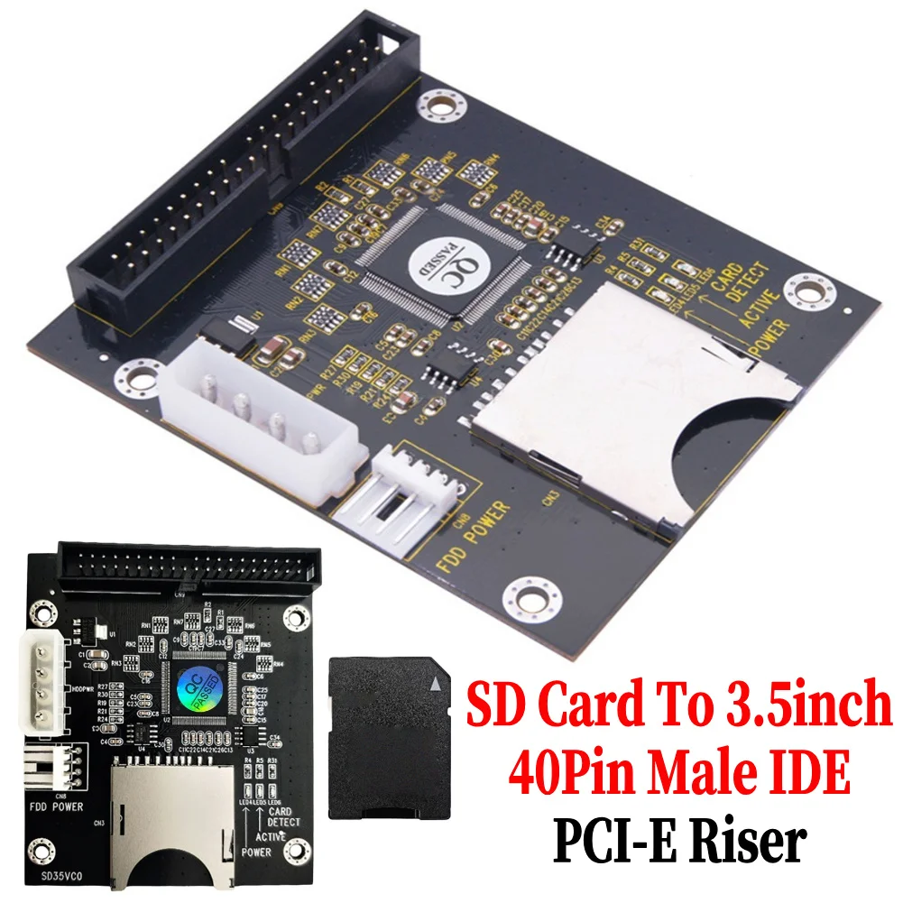 SD Memory Card To 3.5inch 40Pins Male IDE Adapter 5V SD-3.5 IDE Secure Digital Converter Support Up To 128gb SDXD Card
