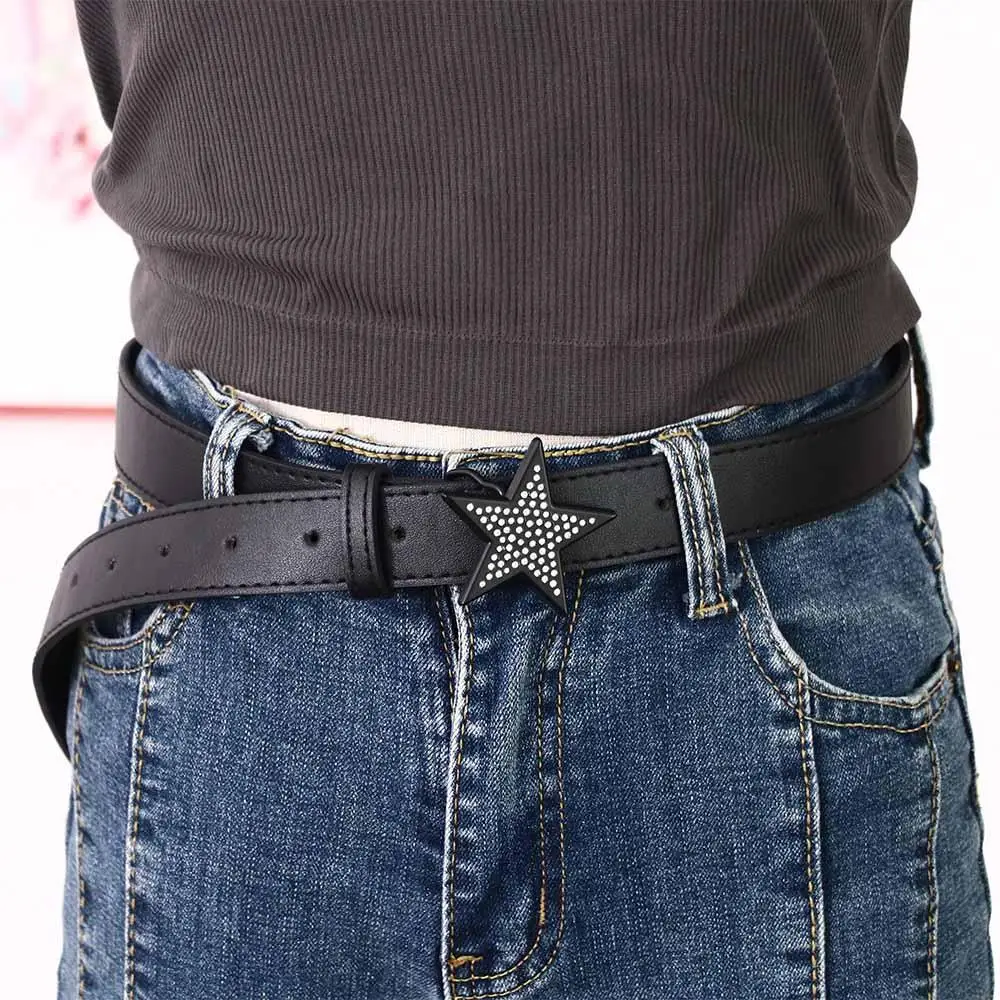 كل مباراة سبيكة عرض حزام الخصر الرجعية حجر الراين بولي Leather الجلود مشد حزام المرأة حزام الخصر قابل للتعديل حزام ستار مشبك حزام #2