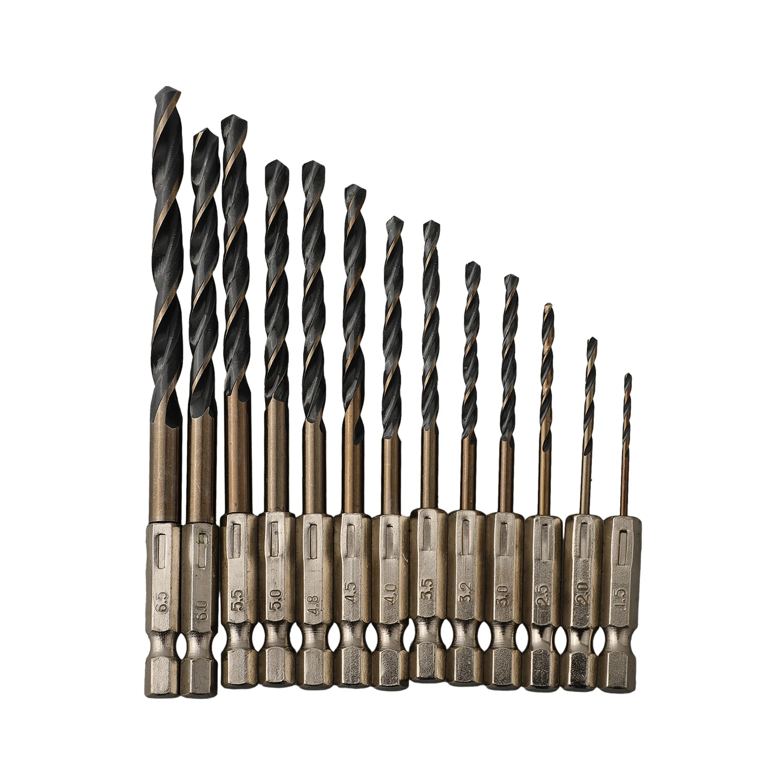 High Quality Practical Drill Bit 1.5-6.5mm 1/4 Hex Shank 13pcs Accessory 6.35mm Shank Adapter High Speed Steel