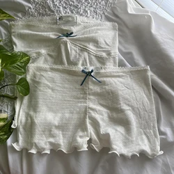 Fairy Grunge Lace Trim Strapless Tube Top e Shorts, roupas vintage chiques para mulheres, top sem costas, envoltório no peito, anos 90 Camis, conjunto de 2 peças