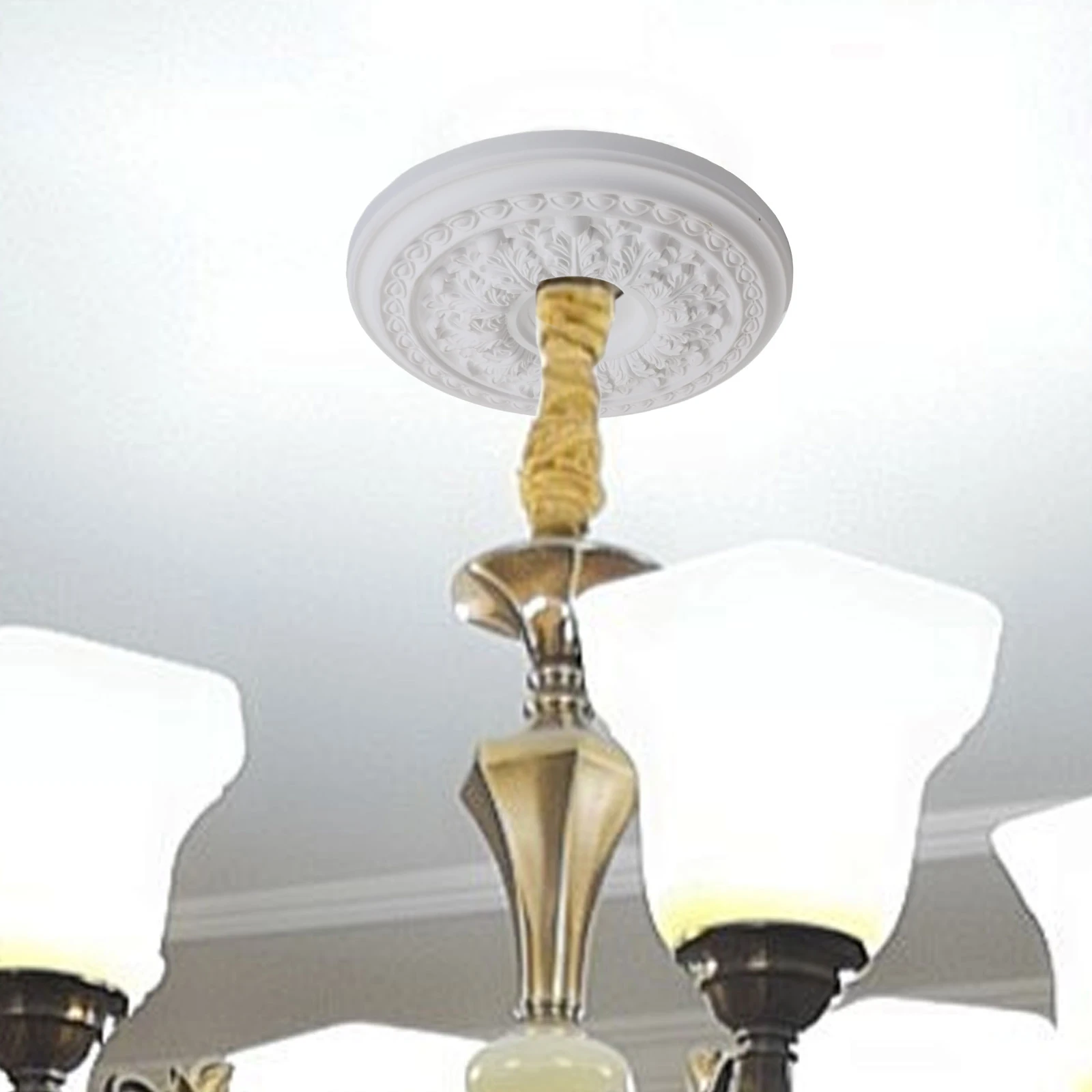 1pc Home Round PU Decorative Ceiling Fan Lamp Cover 26/35cm Ceiling Shape Decoration Lamp Ceiling Light Panel For Lighting Setup