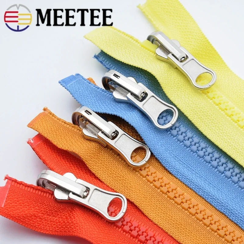 2/5Pcs Meetee 5# Open-End Resin Zipper 70cm Metal Rotary Slider Zippers for Bags Jacket Double Side Puller Zip Garment Sew Zips