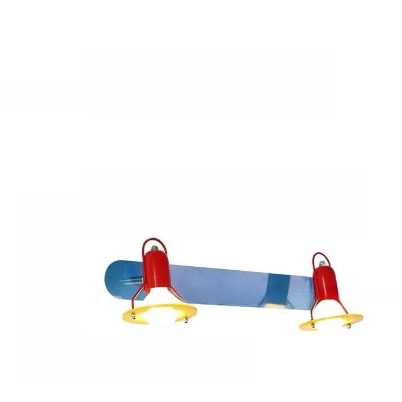 

Color children's room model room bedroom background wall mirror front wall lamp