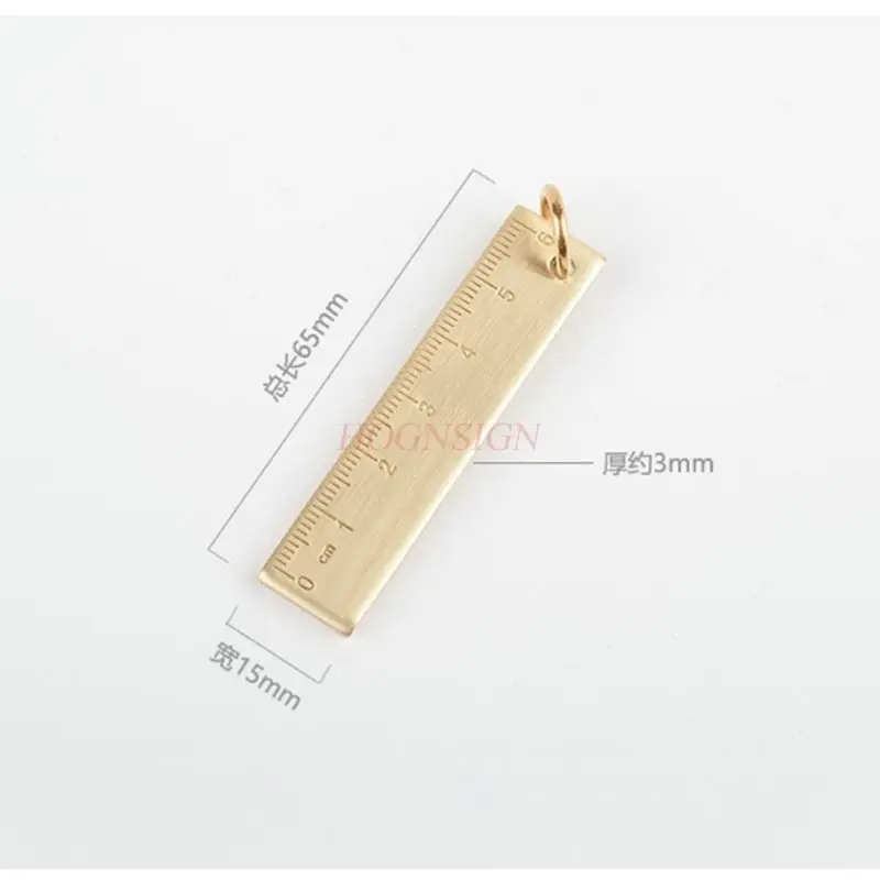 1pcs Small copper ruler 6cm pure brass ruler portable metal straight ruler retro key tag pendant thickened