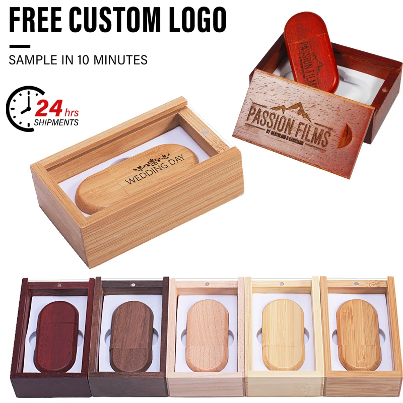 

JASTER Wood Push-Pull Transparent Box Flash Drives 128G Free Custom Logo USB Flash Drive 64G High Speed Pendrive 8G Memory Stick