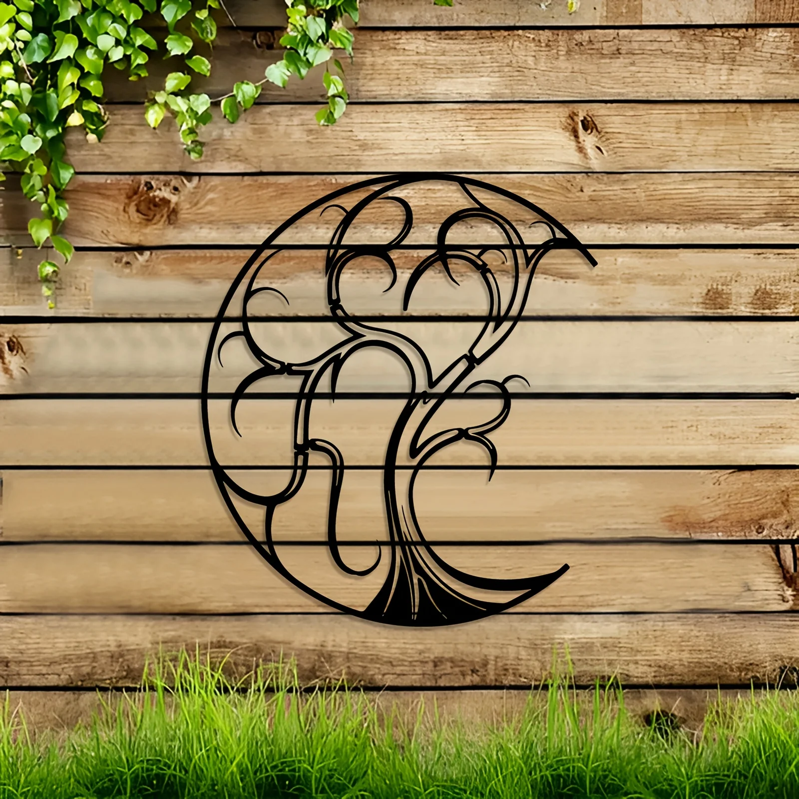 Decoración de Pared Metálica con Diseño de Luna Elegante WPCJREU, 2D Plano, 1 Pieza, Estilo Boho, Silueta Metálica de Luna, Mural Decorativo