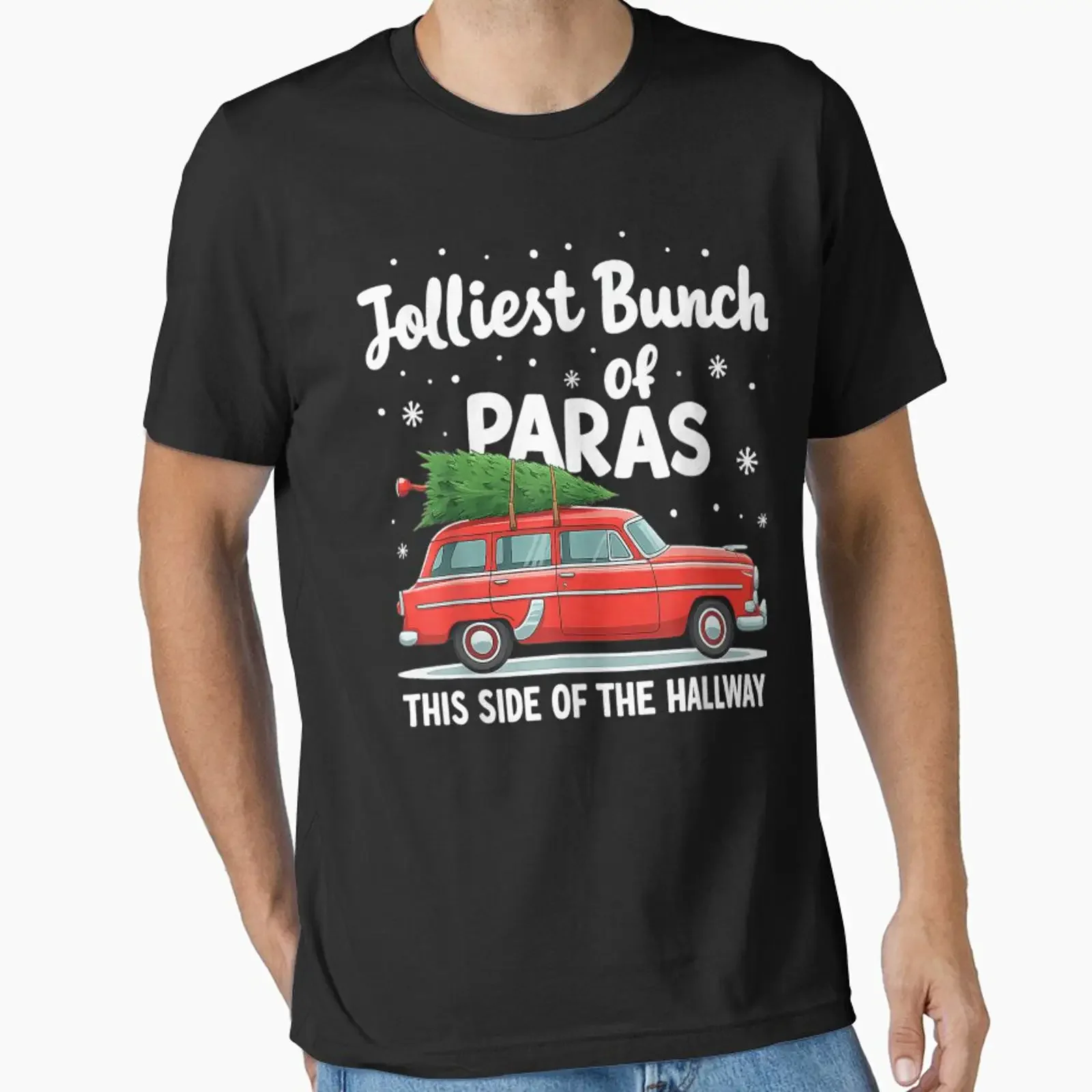 Jolliest Bunch of Paras This Side the Hallway Christmas Car Essential T Shirt vintage Washed Stylish Versatile graphic