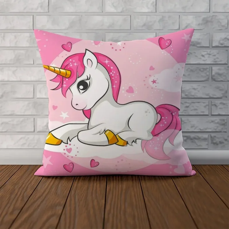 Pink Unicorn Cushion Cover 45*45 Couple Pillow Pillowcases for Pillows 45x45 Cushions Covers Pilow Cases Pillowcase Decor 40x40