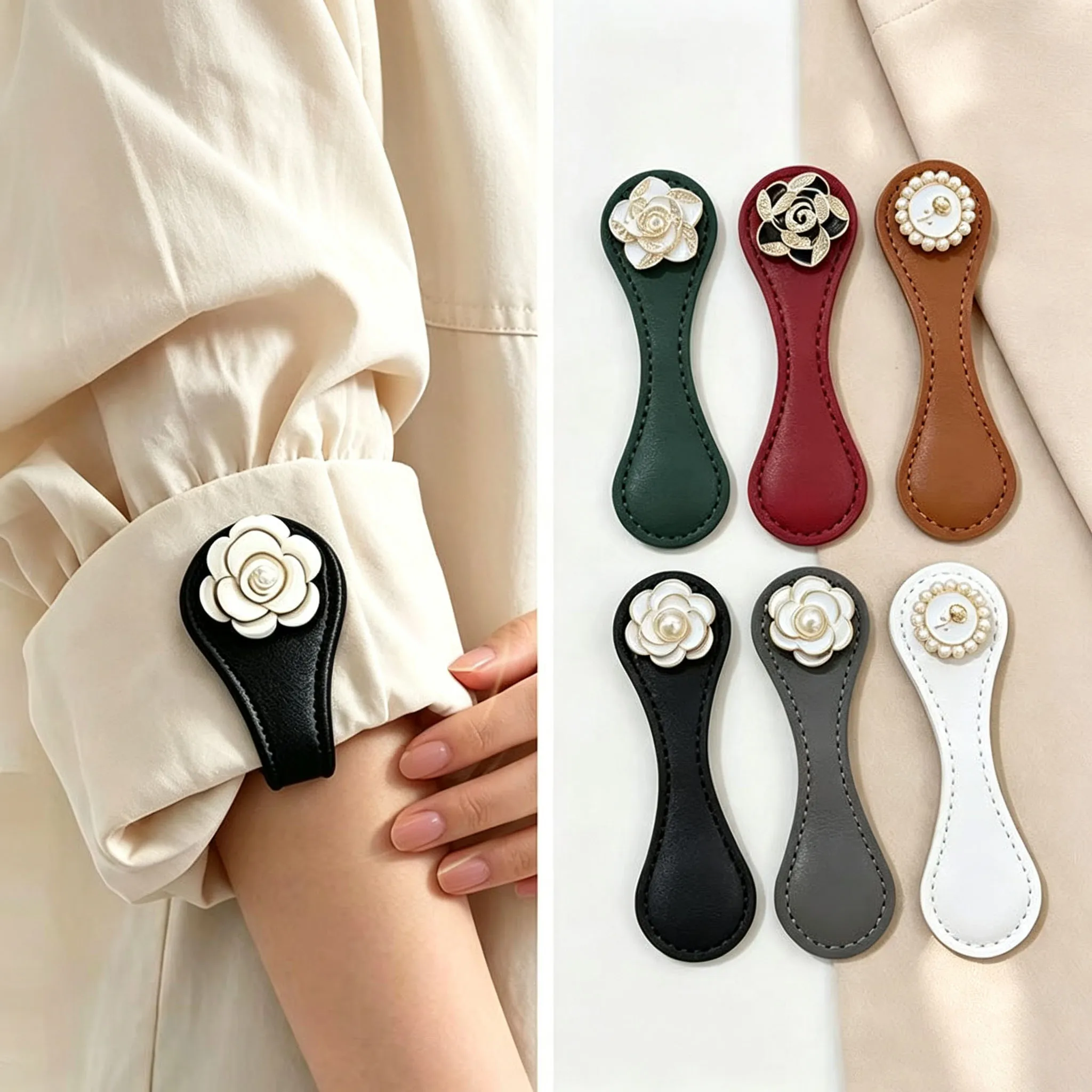 Magnetic Sleeve Holder, No Sew Shirt Cuff Clip, Adjustable Sleeve Fastener for Women, Sleeve Length Reducer for Blouse Pant Cuff