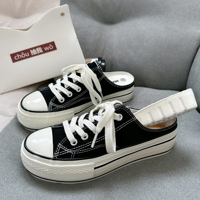 

Spring 2026 Women's Thick Bottom Canvas Shoes Pink Casual Style Student Fashion Trend Flat Laced Breathable Cotton Lined Rubb...