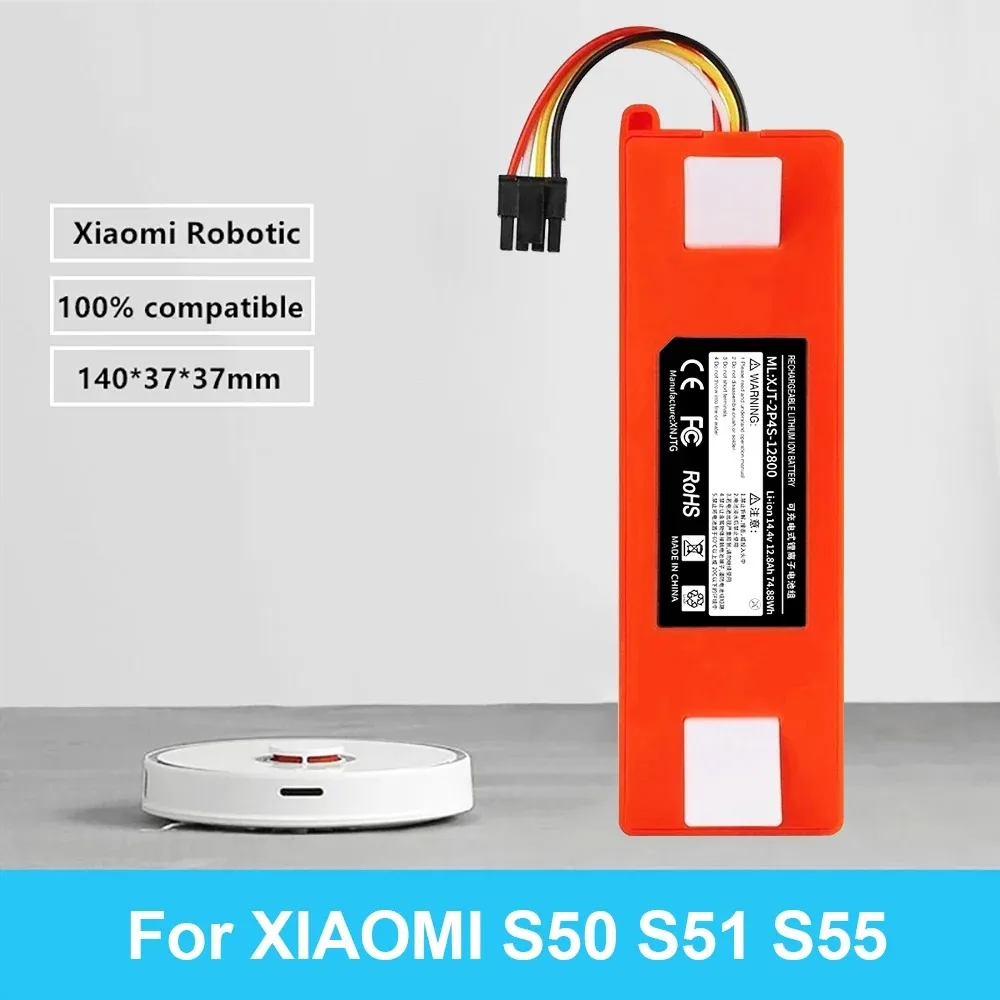 

14.4V 12800mAh Robotic Vacuum Cleaner Replacement Battery For Xiaomi Roborock S55 S60 S65 S50 S51 S5 MAX S6 Parts