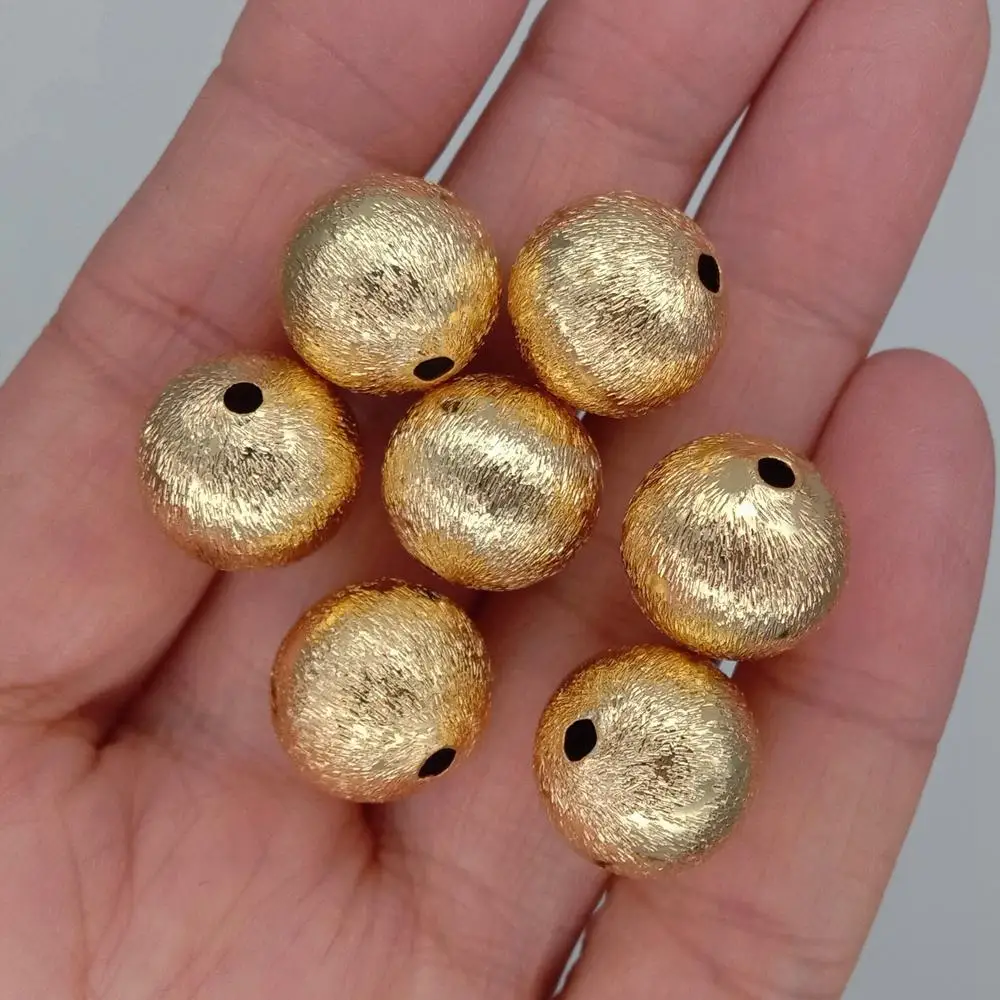 10 PCS Matte Finish Round 14mm Beads Gold Plated DIY Beads Handmade Supplies