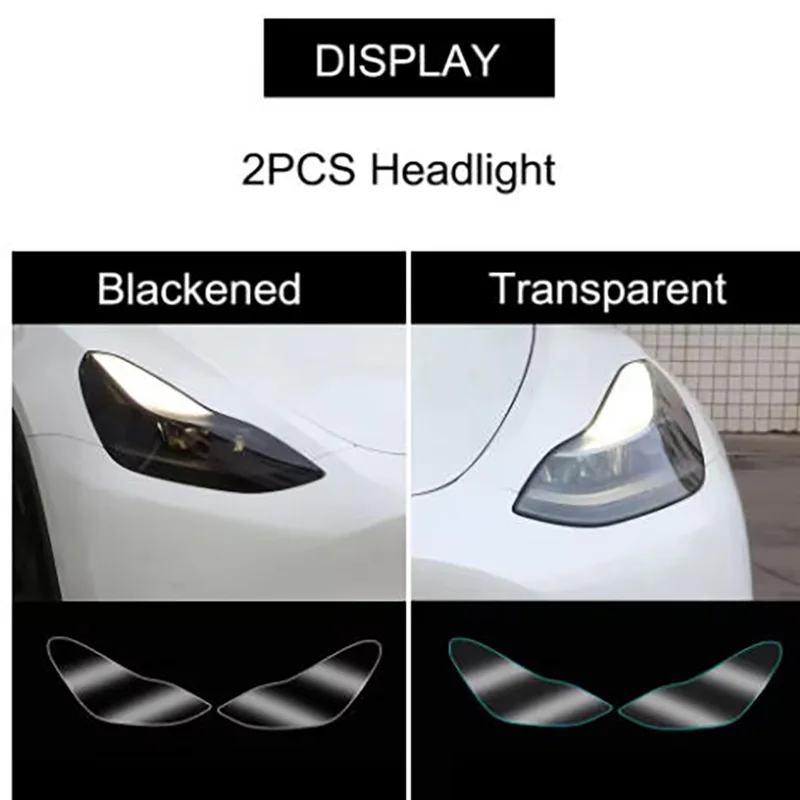 For Tesla Model Y 2017–2023 TPU Protective Films for Blackened Headlights Front Fog Lights and Rear Fog Lights Color-Changi
