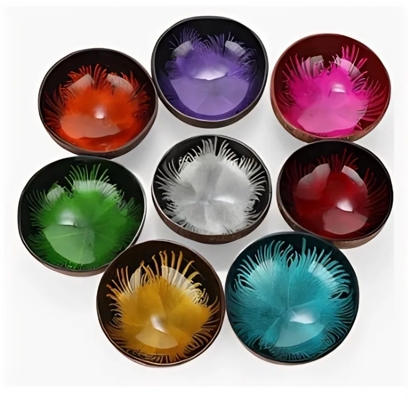Natural Coconut Bowl With Wood Spoon Handmade 12-15cm Kitchen Dinnerware Fruit Salad Ramen Dessert Rice Bowl