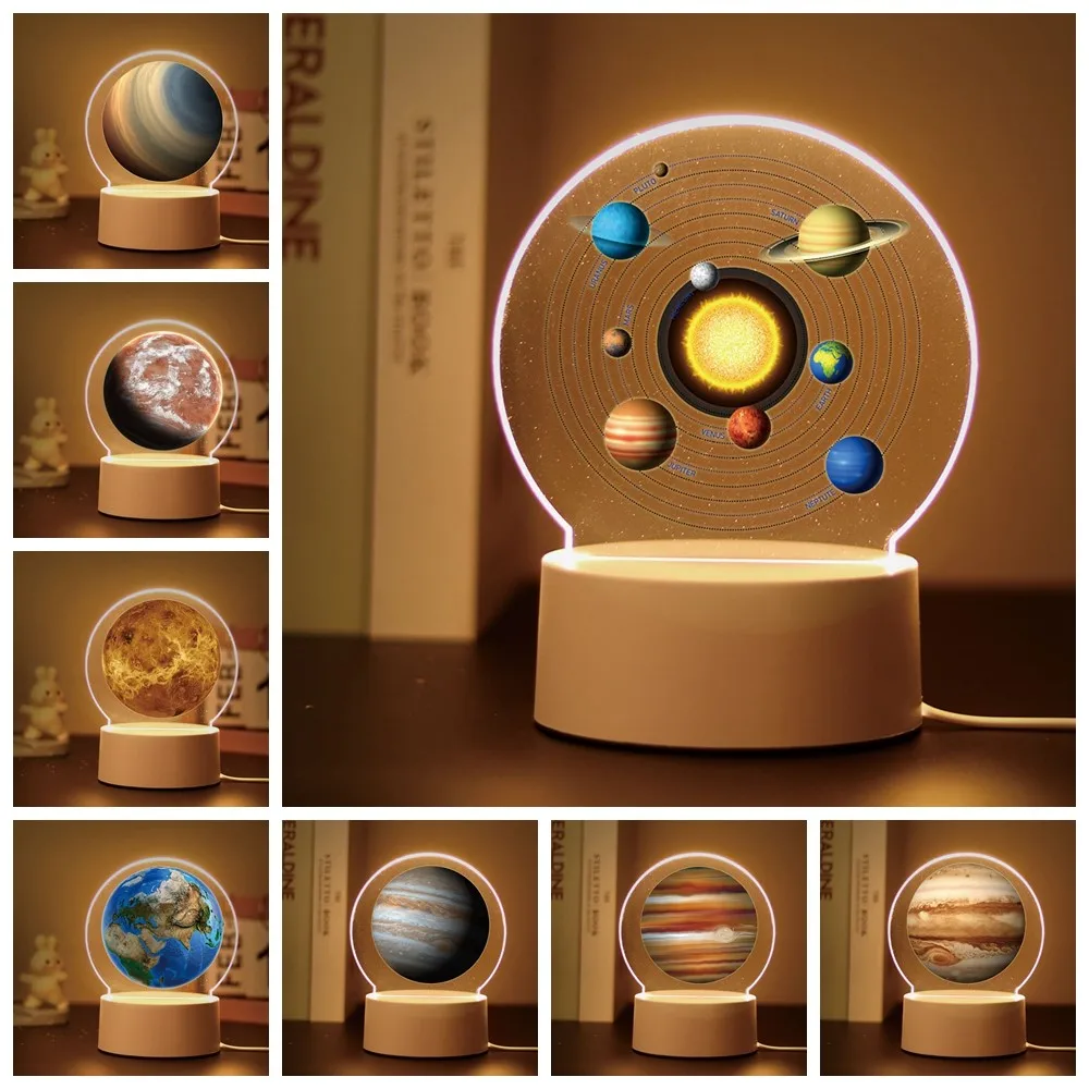 1 pc hot Stellar bodies 3D Night Light Kids Toy 3D Night Light With Crack Basebirthday Gift