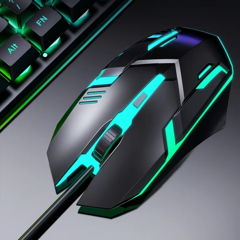 Shipadoo E-Sport USB-bekabelde muis Regenboog Lichtgevend 1200 DPI Optische gamer Slijtvast voor zakelijke desktoplaptopcomputer