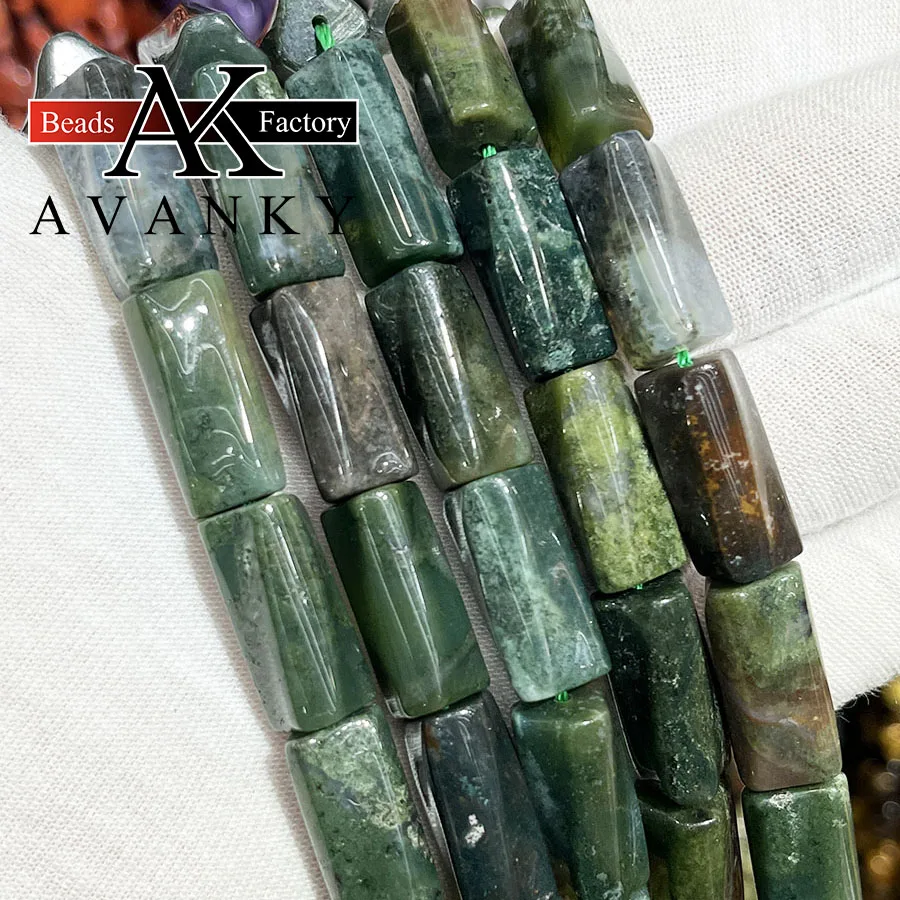 9x20mm Natural Stone Aquatic Agate Twist Cylinder Loose Beads Faceted Jewelry Making DIY Necklace Bracelet Accessory 15''