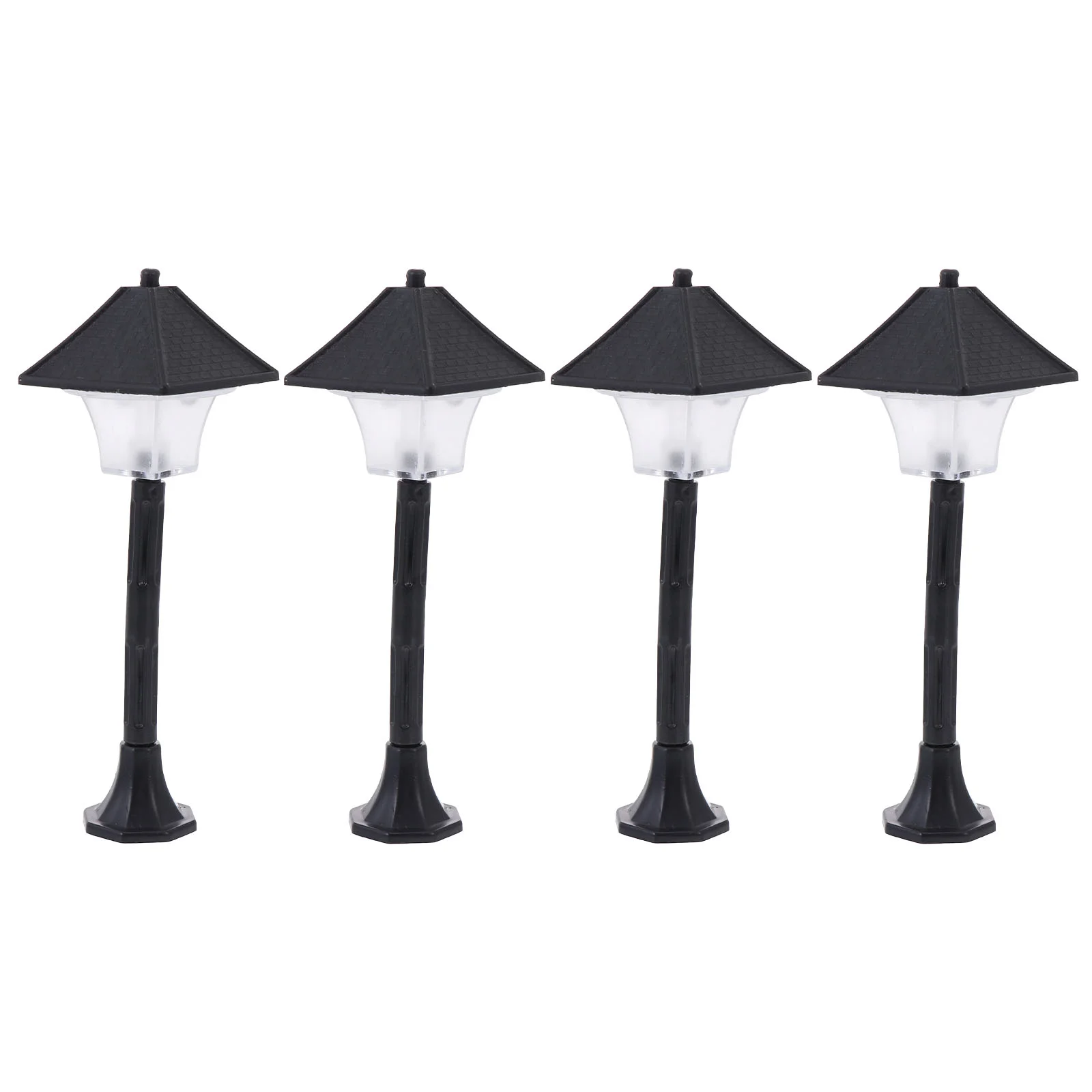 

4 Pcs Plastic Street Lamp Model Plant Decor Accessories Light Streetlight Ornament Mini Simulation Pvc Landscape Pot Culture