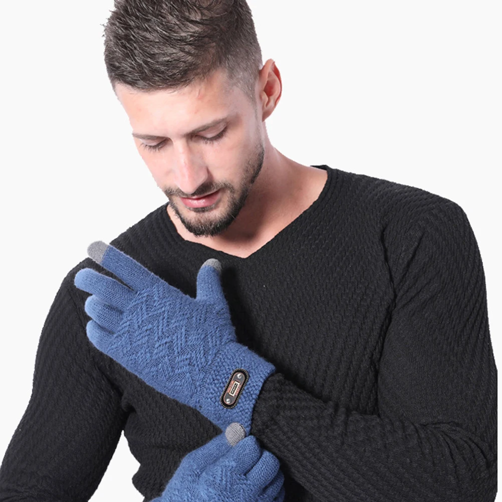 

Touch Screen Gloves Black Knitted Warm Durable Men Winter Accessories Outdoor Cold Weather Climbing Hiking Gloves