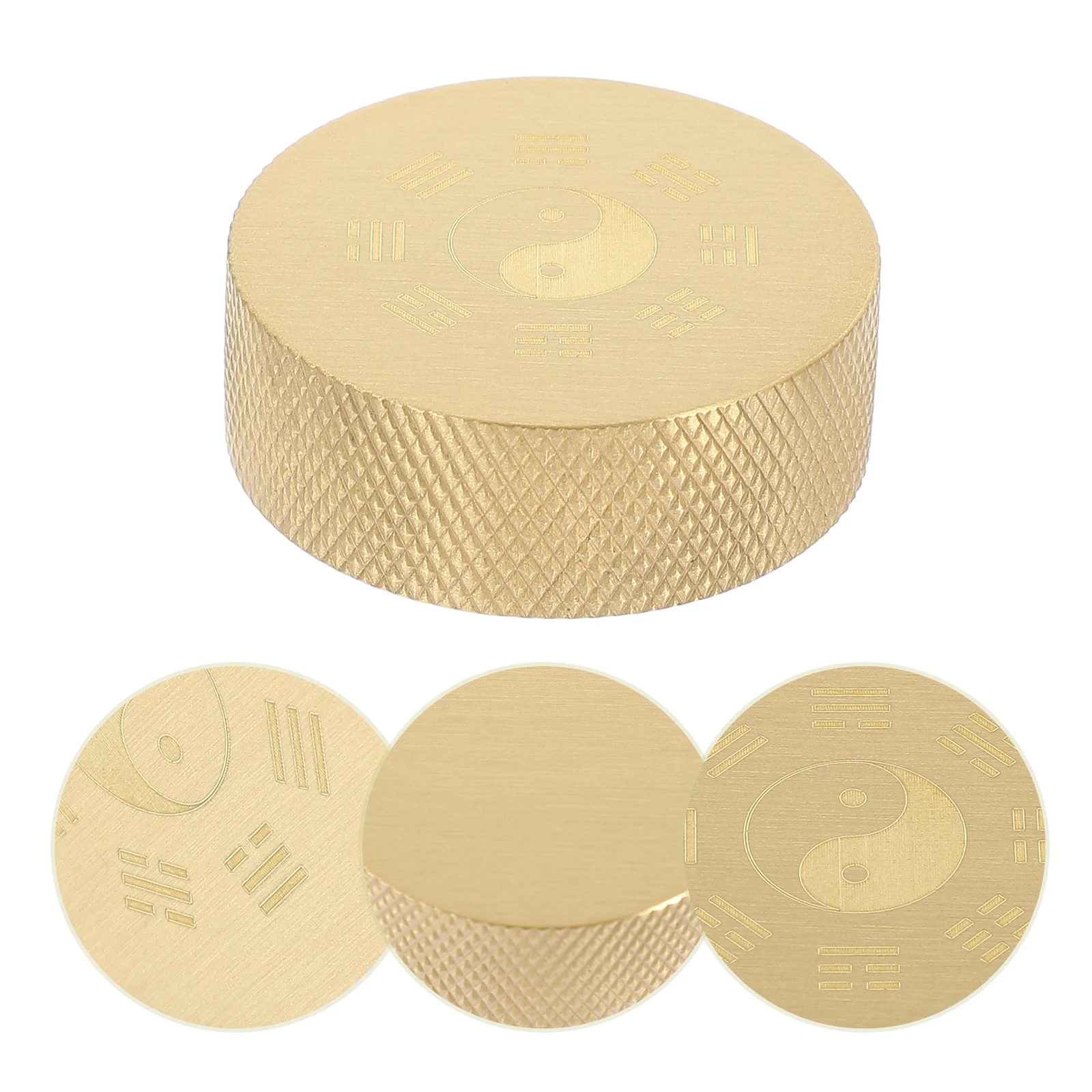 Copper Calligraphy Paperweight Solid Metal Round Smooth Desktop Decoration Office Study Classic Chinese Style Paperweight