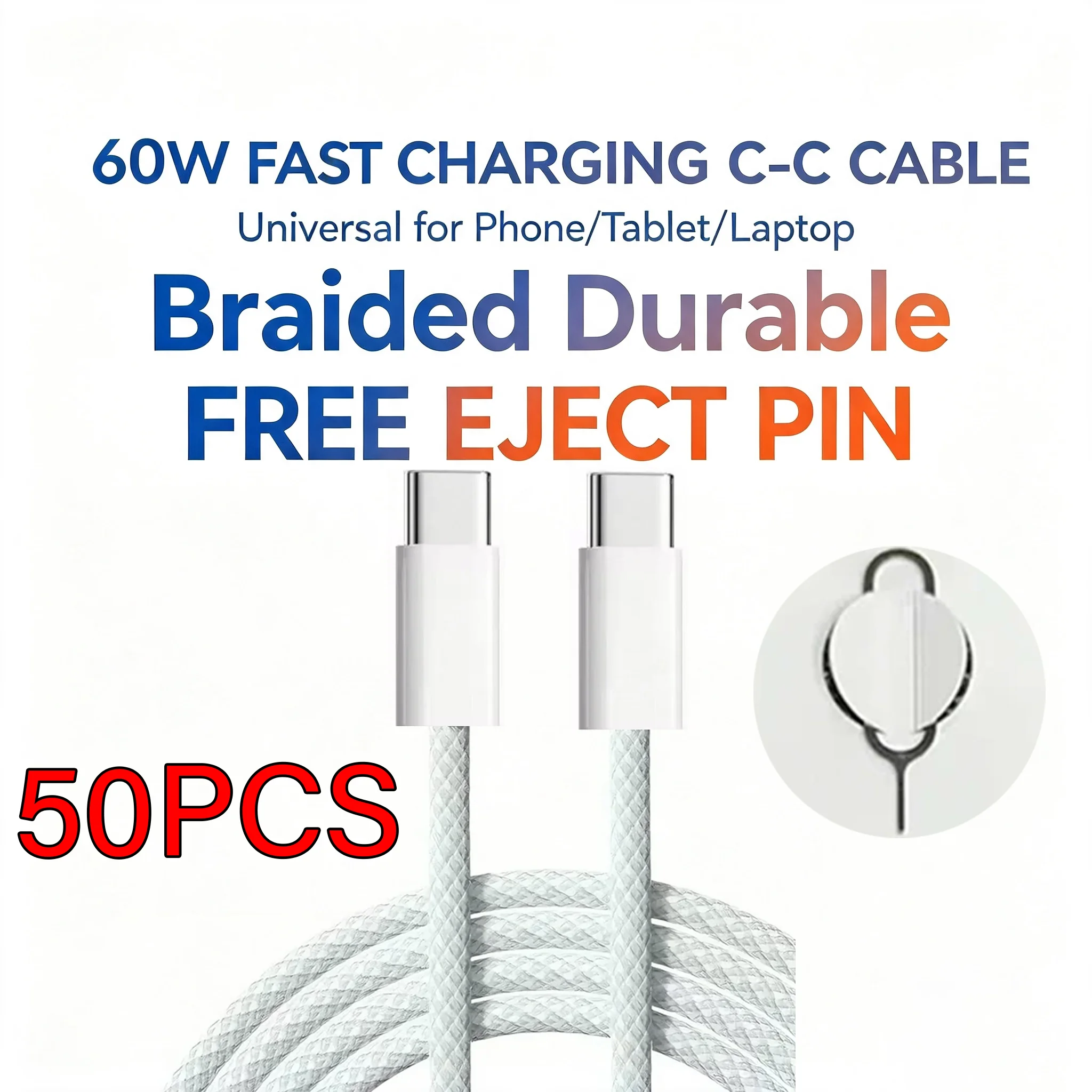 1-50Pcs 60W Type C Weaving Cable For iPhone 14 13 12 11 15 17 16 Pro Max Plus USB C Fast Charging Cable Phone Accessories