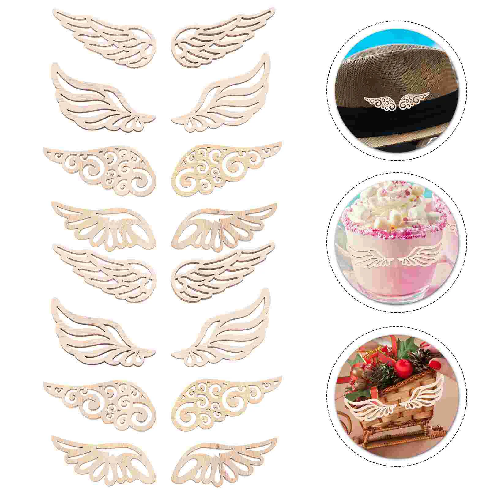 80 PCS Toys for Girls DIY Coloring Wooden Wing Patch Scrapbook Drawing Chip Child