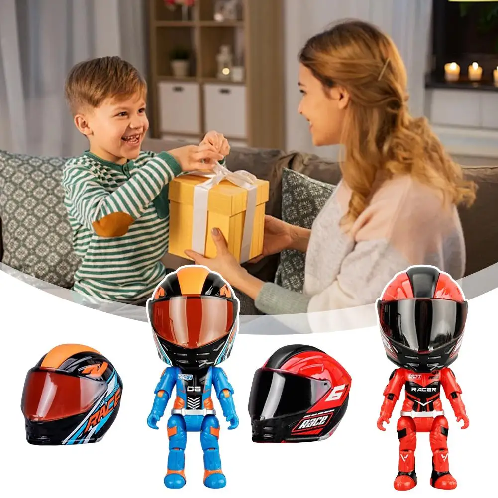 Motorradhelm Mini-Helm Schlüsselanhänger Simulierte Fahrerfigur Helm-Schlüsselanhänger mit LED-Licht Geschenke – Detail 5
