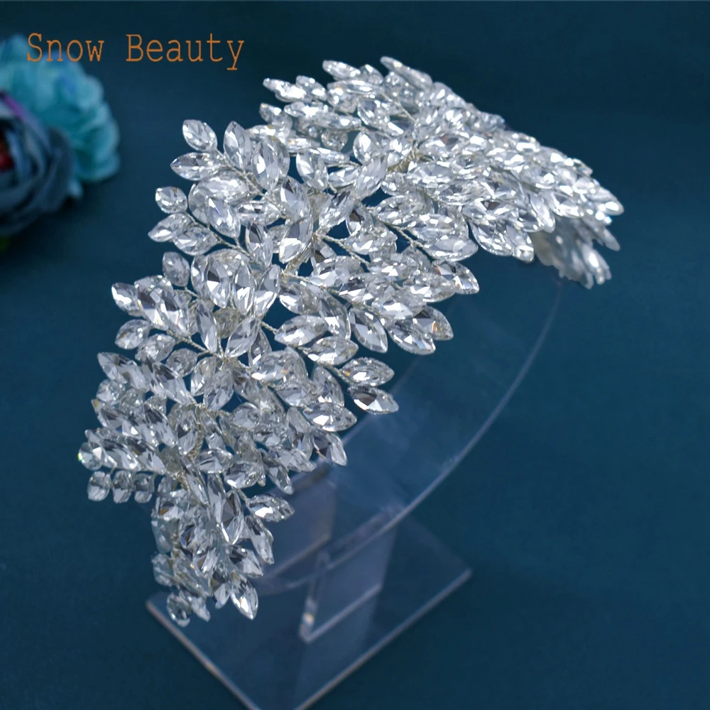 DZ005 Rhinestone Wedding Tiara Women Hair Accessories Crystal Headband Silver Vintage Bridal Crown Headpieces Party Headwear