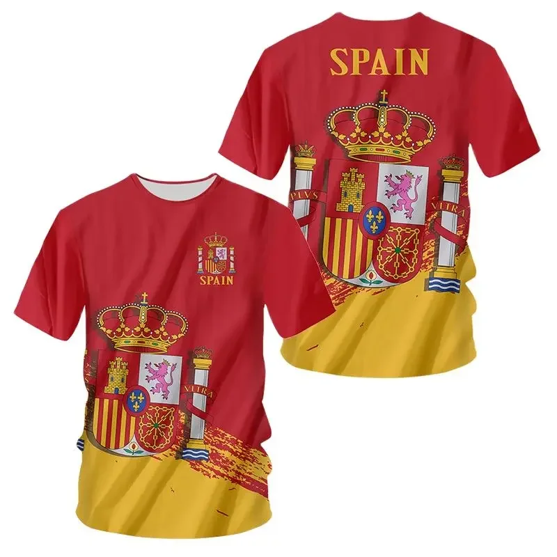2022New T-Shirt Spain National Emblem Flag 3D Printed Streetwear Men Women Fashion CrewNeck T Shirt Harajuku Tees Tops Clothing