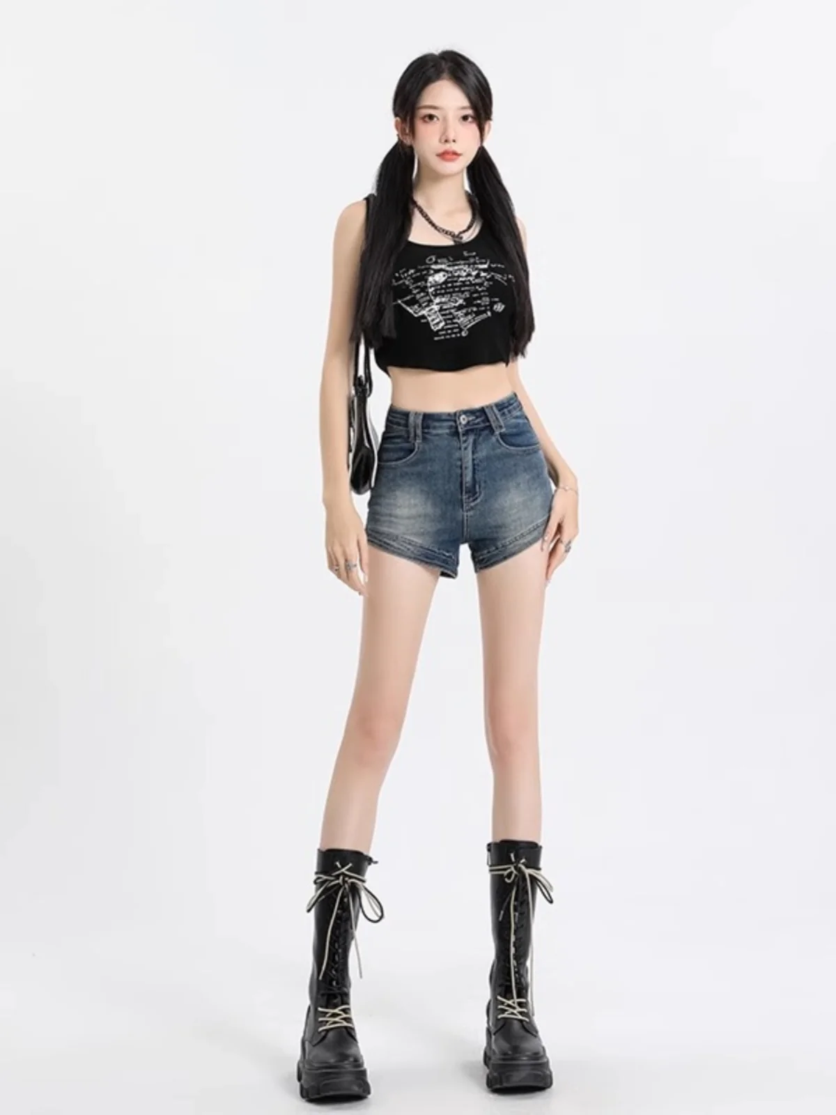 Sexy Retro High Waist Denim Shorts Women's Bodycon Slimming Ultra-Shorts A-Line Summer American Hot Pants Cotton Stretch Fabric