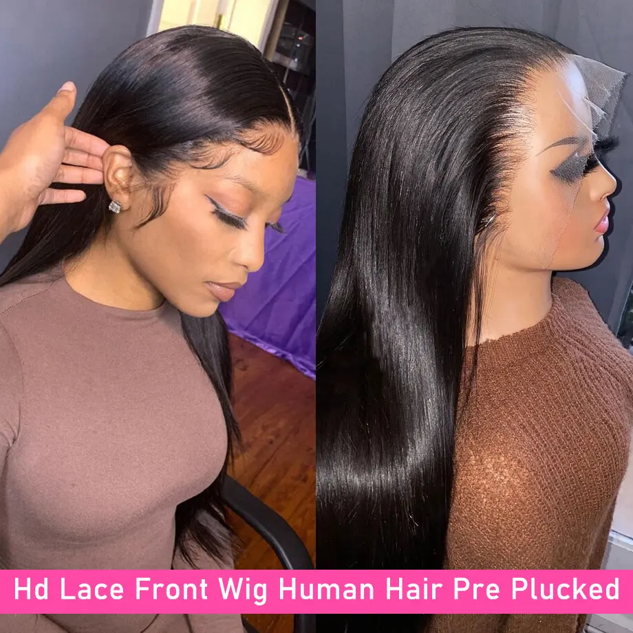 30 40 Inch Straight Lace Front Wigs Human Hair Brazilian Glueless Lace Wigs 13x4 13x6 Hd Lace Frontal Wig Pre Plucked For Women