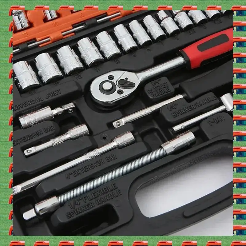 

ABMO 46 Piece/Set Of Car Repair Tool Kit Socket Set Car Repair Tool Ratchet Torque Wrench Combo Auto Repairing Tool Set