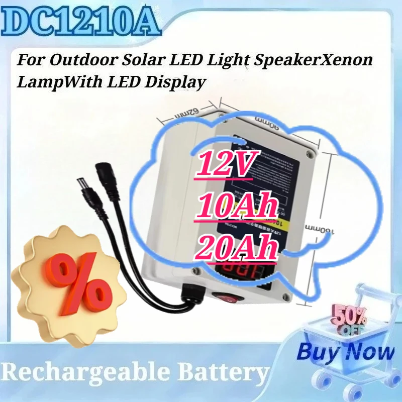 

12V Portable Ultra-light Monitoring Backup Power Lithium Battery Pack 10Ah 20Ah for Outdoor Solar LED Light Speaker Xenon Lamp