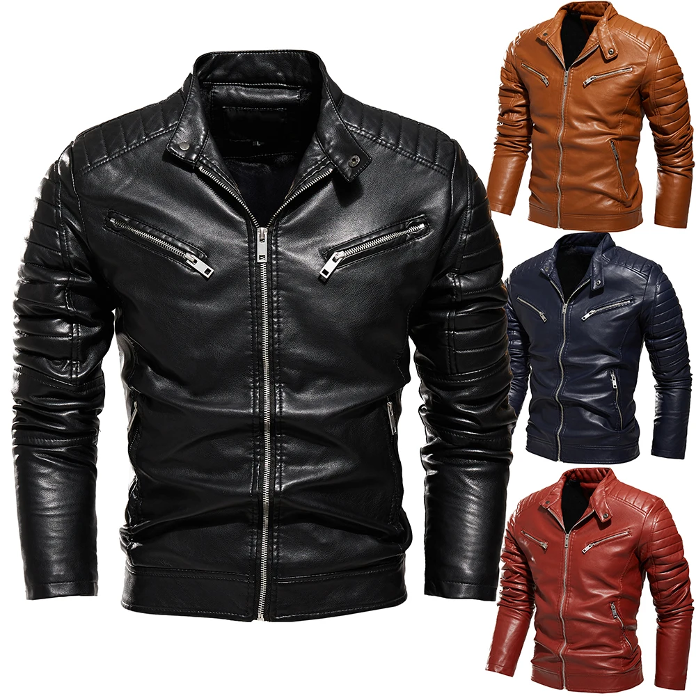 

Men's Leather Jackets Autumn Casual Motorcycle PU Jacket Biker Leather Coats Brand Clothing EU Size
