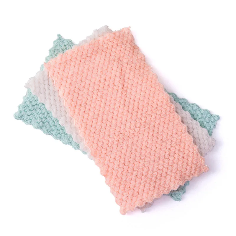 Dishcloths Coral Fleece Super Absorbent Pan Pot Pad Dishrag Kitchen Dishes Cleaning Rag Towels Napery Dishcloth Rags 1/3/5/10pcs