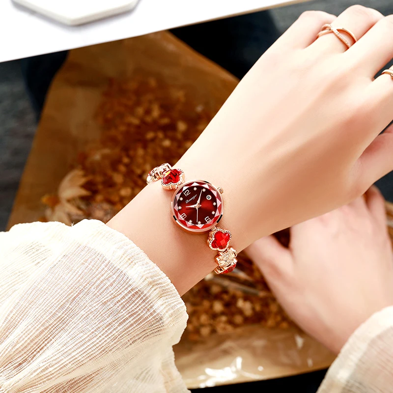 BONARGER Luxury Four-Leaf Clover Women's Watch Exquisite Bracelet Luminous New  Ladies Dress Watches Quartz Wriswatch