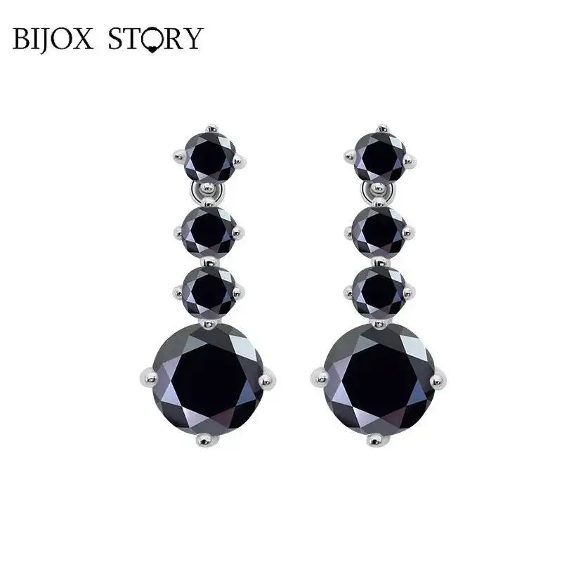 2.6ttw Full  Round Moissanite Drop Earrings For Women S925 Sterling Silver D Color Round Cut Diamond Earring Wedding Jewely