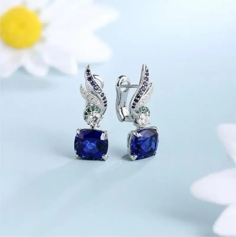 Pirmiana New S925 Silver 7.48ct Lad Grown Sapphire Earrings High Fine Jewelry for Women Party Gift