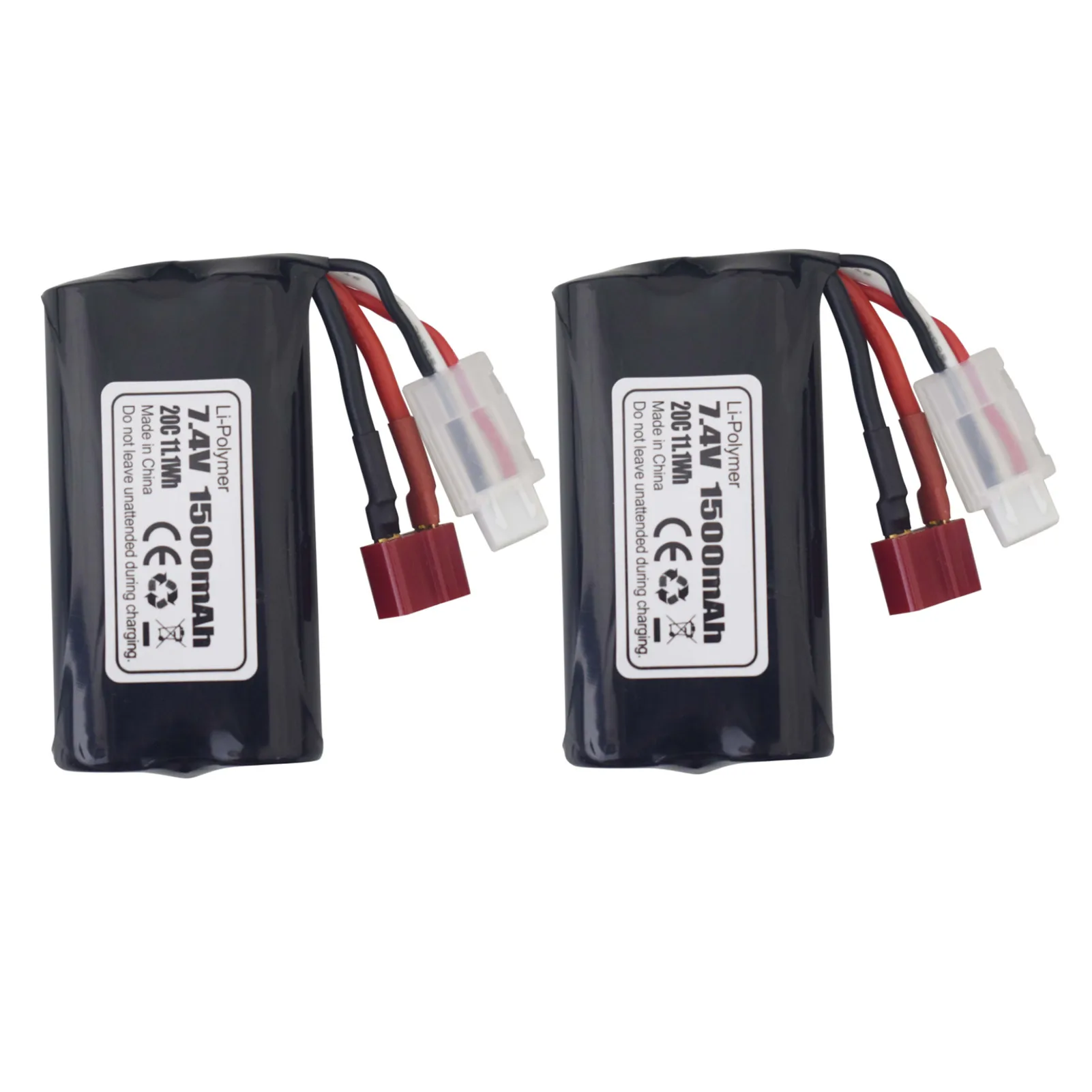 2PCS 7.4V 1500mAh T-plug Lithium Battery For Wlotys 12423 12401 12403 12428 HM163 HM164 YC200 9155 9156 RC 4WD Off-Road Car