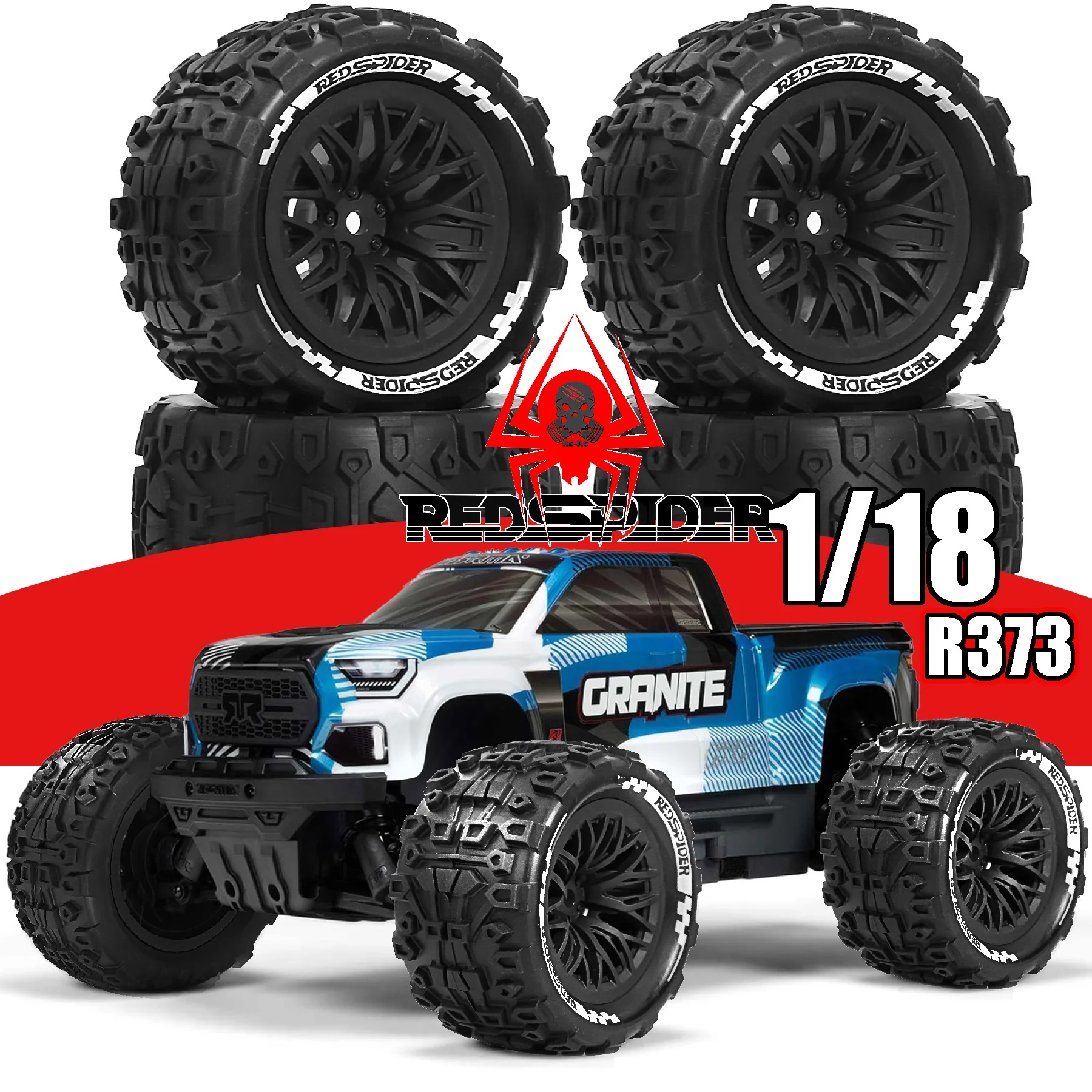 

4Pcs tires for ARRMA 1/18 2S TYPHON GROM ARA2106 Little Typhoon Thunder God Wheel Rock Tire W215 Upgrade Off-Road RC Cars
