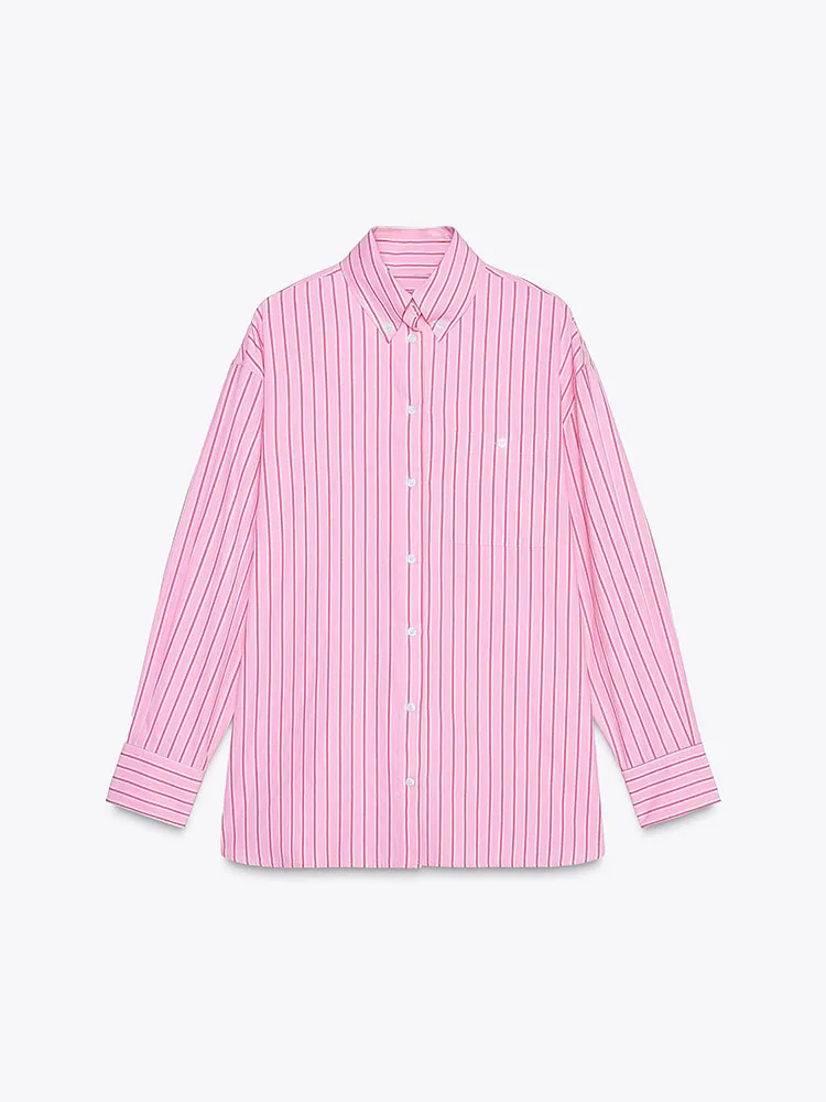 

Spring New Arrival Women's Casual Comfortable Versatile Long Sve Collar Loose irt Striped Thin Sle Commute Faion