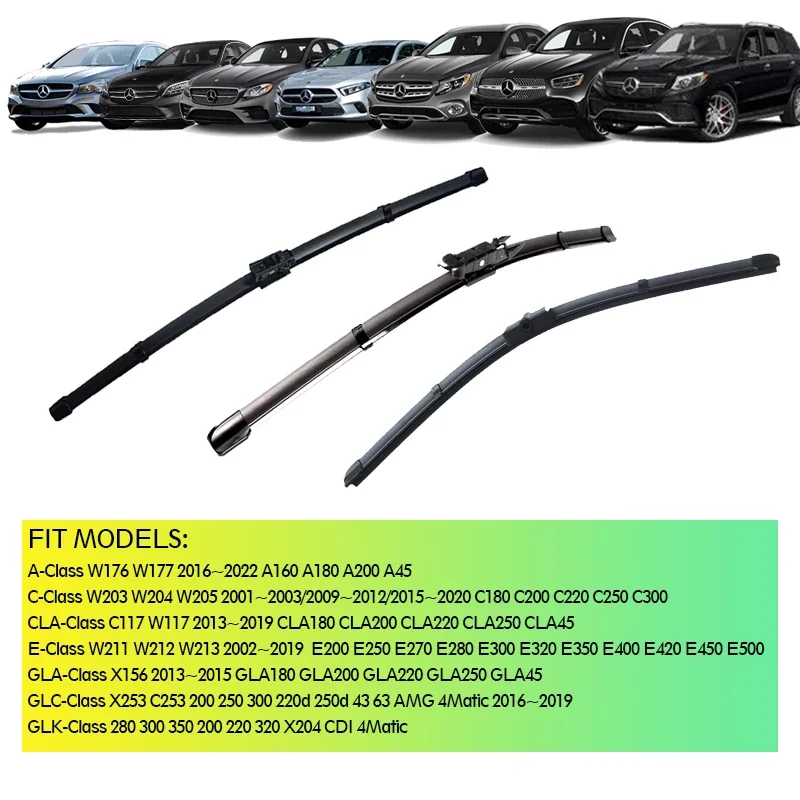 Car Front Wiper Blades For Mercedes Benz A C E CLA GLA CLC GLK Class Klasse Windshield W176 W177 W203 W204 W205 C117 W212 W213