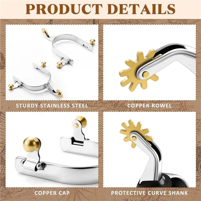【Price Drop !!】Men For Cowboy Boots Spurs 2 Pack With 2 Pcs Leather Belt And Tie Down Straps, Western English Horse Design