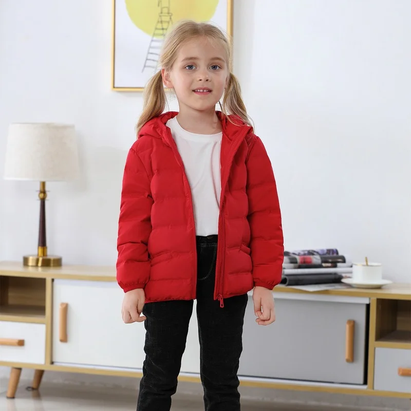 Chaqueta de plumas para niños y niñas de 3 a 8 años, ropa de invierno ultraligera con capucha, plumón de pato blanco, 2022, novedad de 90%