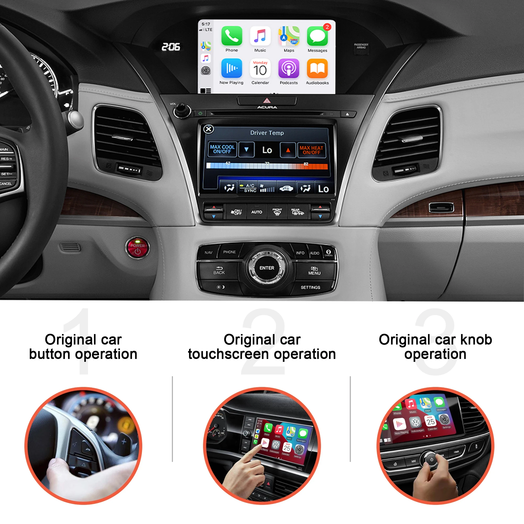 Wireless Bluetooth Carplay MDX Multimedia Decoder Interface for Acura Android Auto TLX RLX Mirrorlink Parking View