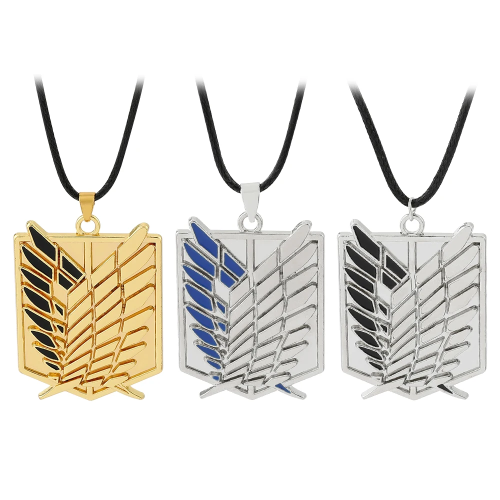 Anime Necklace Wings Of Freedom Unisex Leather Chain Fashion  Jewelry Pendant Two Colors Party Favors