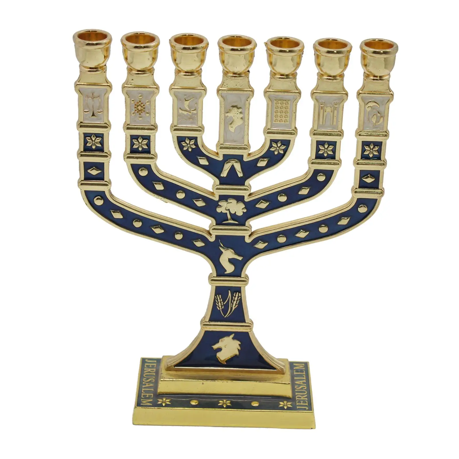 Menorah Candelabrum Desktop 7 Branches Candles Stand Hanukkah Metal Menorah for Banquet Wedding Party Anniversary Home Decor