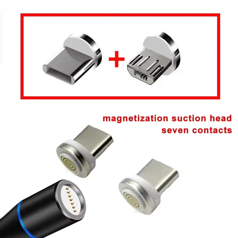 

Round Magnetic Cable Tip Micro USB Magnetic Charger Cable Plug USB Type C Magnet Cable Adapter 360 Rotate Cable Tips